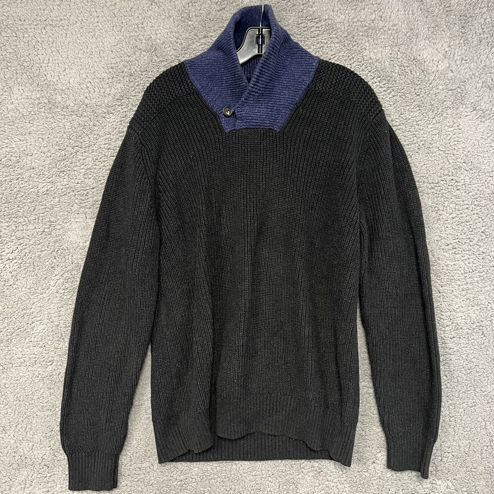 American Eagle Sweater Men's Size L Black‎ Knit Heather Blue Shawl Grandpacore